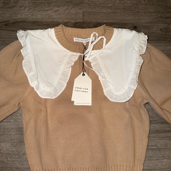 English Factory puff sleeve poplin collared sweater - Picture 10 of 10